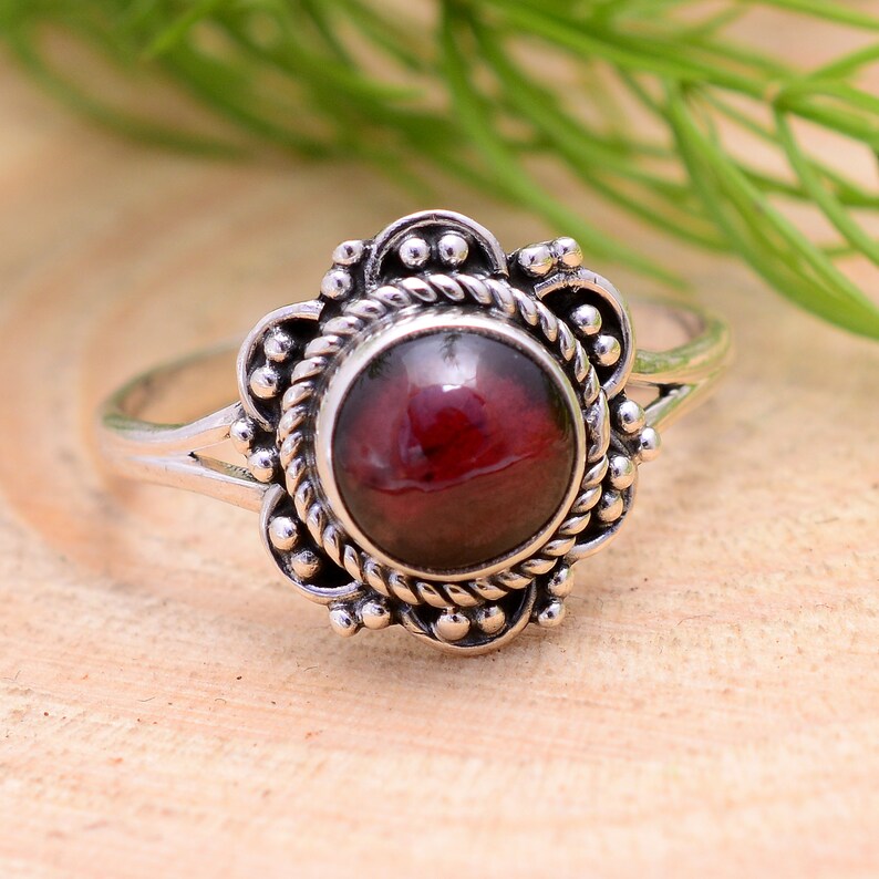 Garnet Gemstone Handcrafted Designer Statement Ring