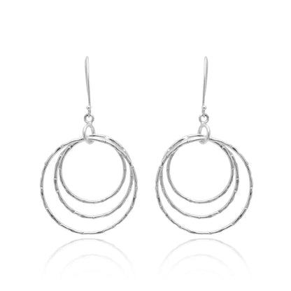 Round Hoop Hammered Drop And Dangle Earrings