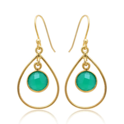 Green Onyx  Dangle Gemstone Handcrafted Drop Earrings