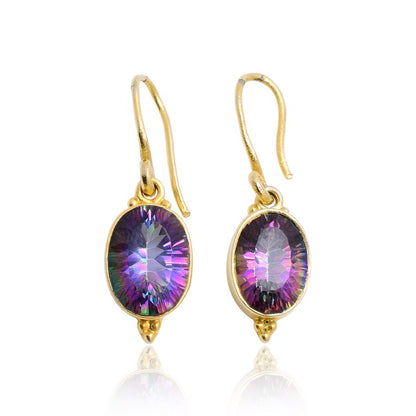 Mystic Quartz Gemstone Handmade Drop Earrings