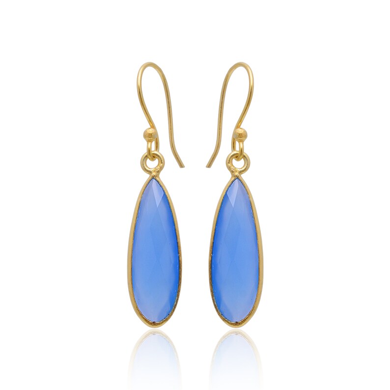Aquamarine Faceted Gemstone Handcrafted Drop Earrings