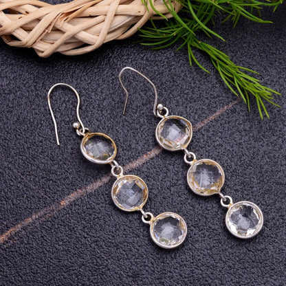 Citrine Dangling Gemstone Handcrafted Drop Earrings