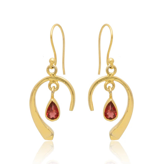 Stunning Red Garnet Dangling Handcrafted Drop Earrings