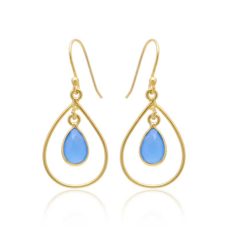 Aquamarine Gemstone Dangling Handcrafted Drop Earrings