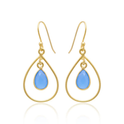 Aquamarine Gemstone Dangling Handcrafted Drop Earrings