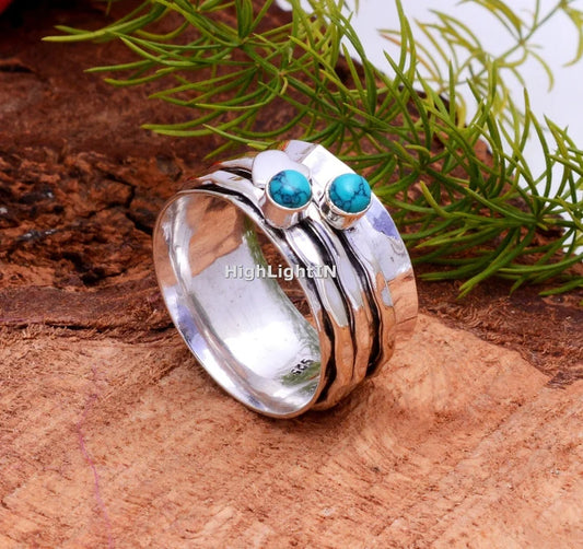 Turquoise Spinner Dual Handcrafted Ring