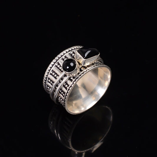 Spinner Black Onyx Promise Ring