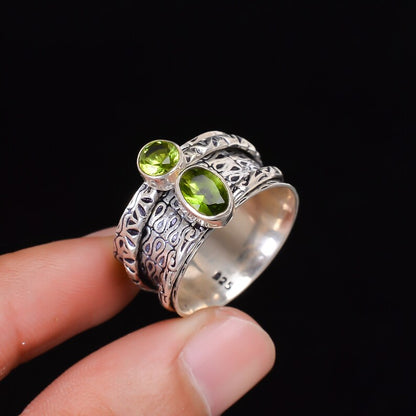 Peridot Spinner Wide Band Thumb Ring