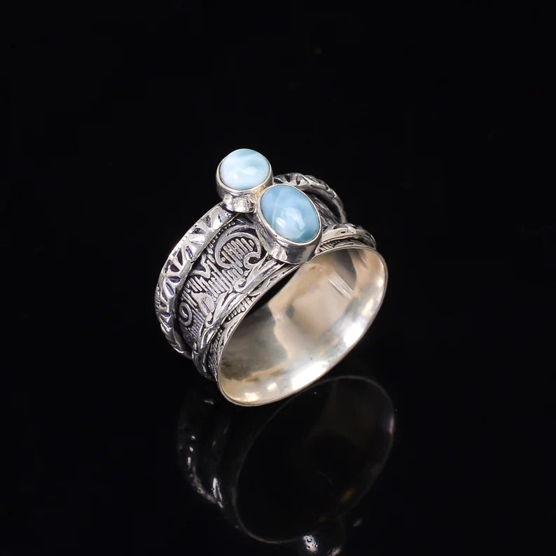 Larimar Fidget Spinner Wide Band Ring