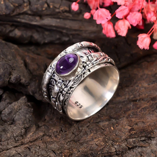Spinner Amethyst Anti Anxiety Ring