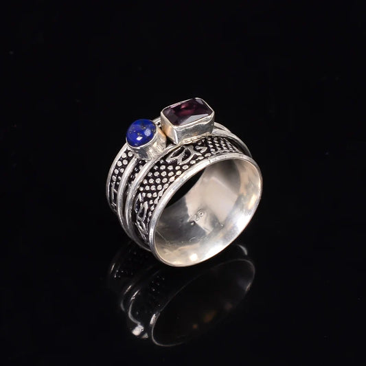 Spinner Amethyst And Lapis Ring
