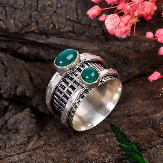 Green Onyx Fidget Spinner Ring