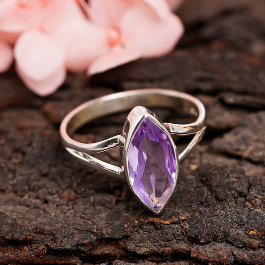 Amethyst Gemstone Handcrafted February Birthstone Ring