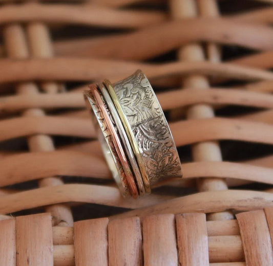 Three Tone Thumb Anti-Anxiety Spinner Ring