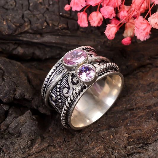Pink Amethyst Spinner Thumb Ring