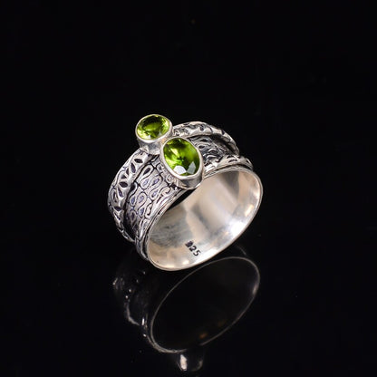 Peridot Spinner Wide Band Thumb Ring