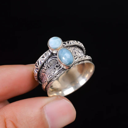 Larimar Fidget Spinner Wide Band Ring