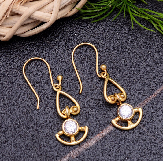 Stunning Cubic Zirconia Gemstone Handcrafted Drop Earrings