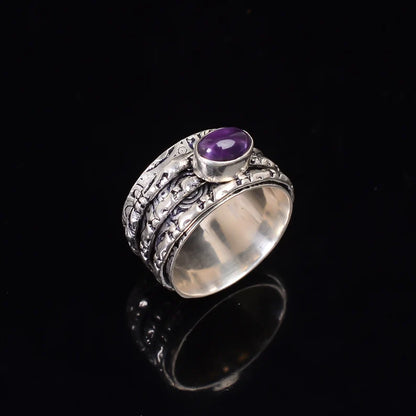 Spinner Amethyst Anti Anxiety Ring