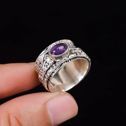 Spinner Amethyst Anti Anxiety Ring