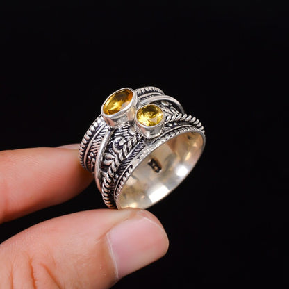 Fidget Citrine Dual Stone Spinner Ring