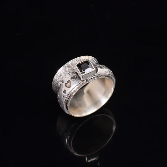 Spinner Black Onyx Promise Ring