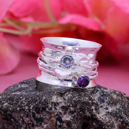 Amethyst Heart Spinner Ring