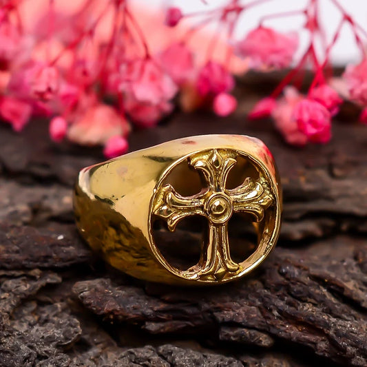 Vintage Cross Statement Handmade Jesus Signet Ring