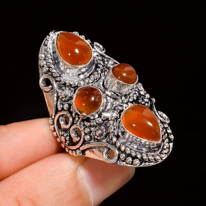 Vintage Oxidized Turquoise, Lapis Lazuli & Carnelian Signet Ring