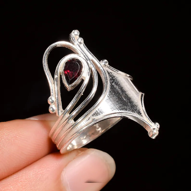 Garnet Gemstone Statement January Birthstone Ring