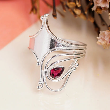 Garnet Gemstone Statement January Birthstone Ring
