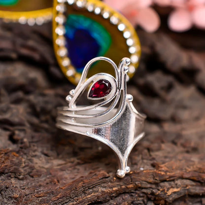 Garnet Gemstone Statement January Birthstone Ring
