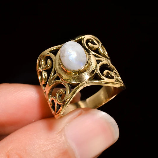 Moonstone Handcrafted Birthstone Statement Ring