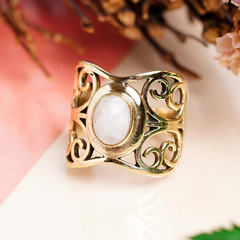 Moonstone Handcrafted Birthstone Statement Ring