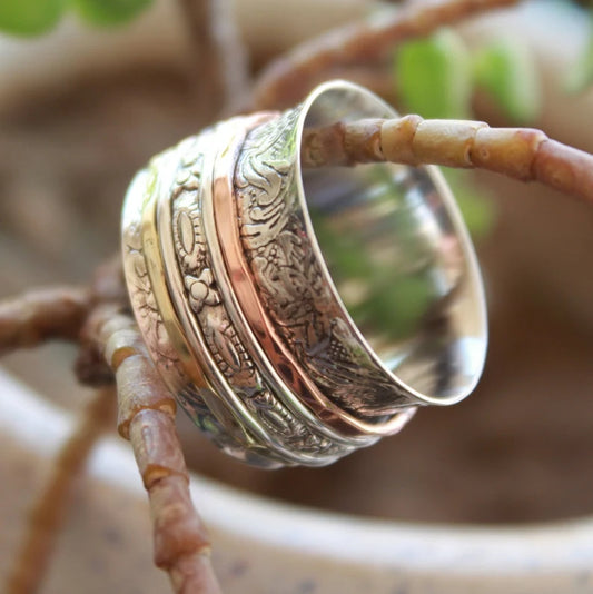 Three Tone Thumb Spinner Ring