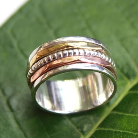 Three Tone Spinner Thumb Handcrafted Ring
