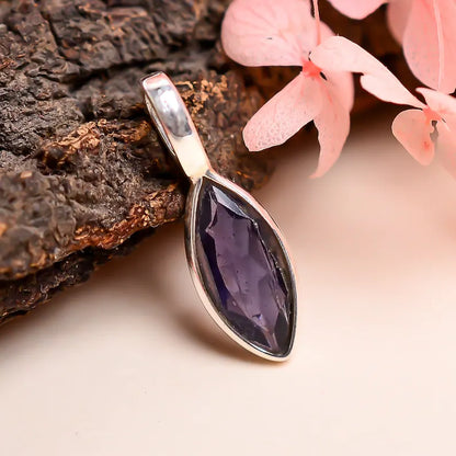 Iolite 925 Sterling Silver Marquise Shaped  Pendant