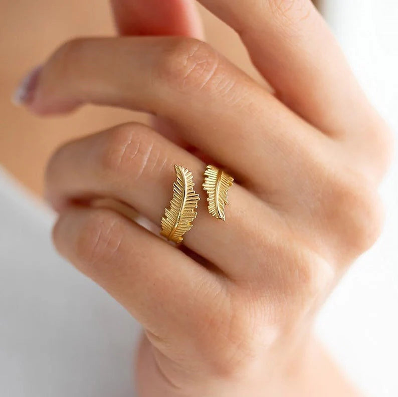 Olive Leaf Stackable Adjustable Handcrafted Statement Ring