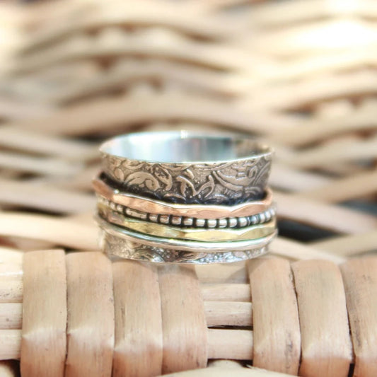 Thumb Three Tone Spinner Ring