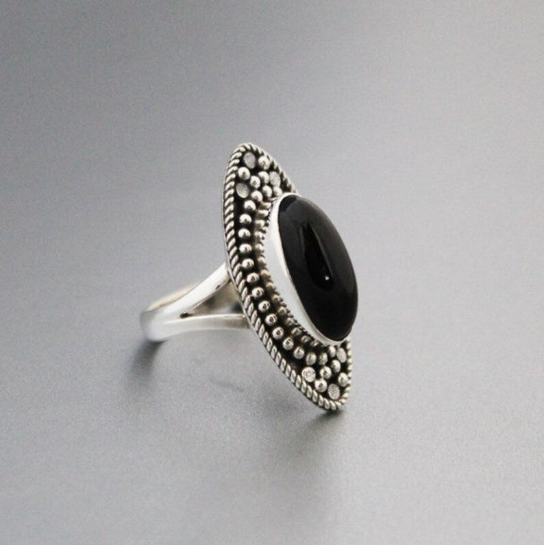 Genuine Black Onyx December Birthstone Signet Ring