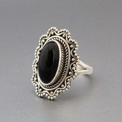 Genuine Black Onyx December Birthstone Signet Ring