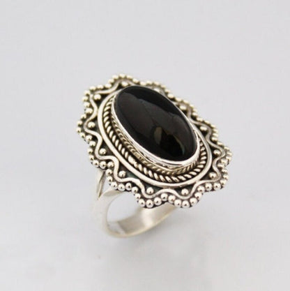 Genuine Black Onyx December Birthstone Signet Ring