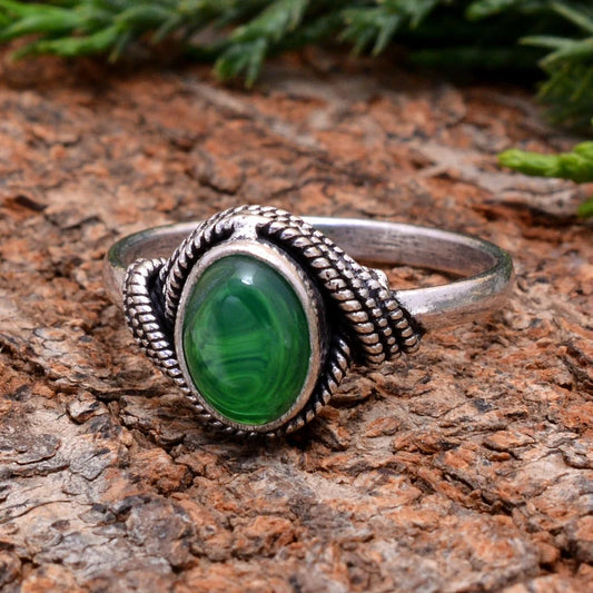 Green Onyx Stone Handmade Birthstone Ring