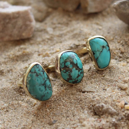 Raw Genuine Turquoise Handcrafted Statement Ring