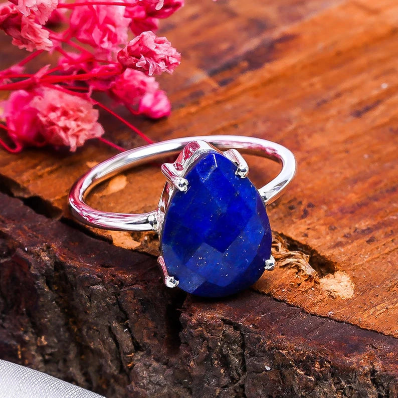 Lapis Lazuli Silver Engagement Ring
