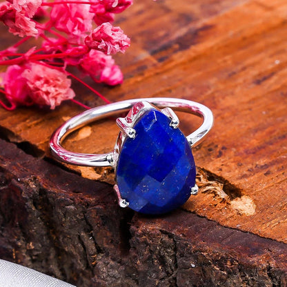Lapis Lazuli Silver Engagement Ring