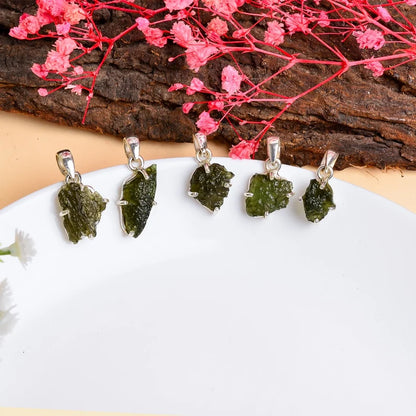 Moldavite Gemstone 925 Sterling Silver Pendant
