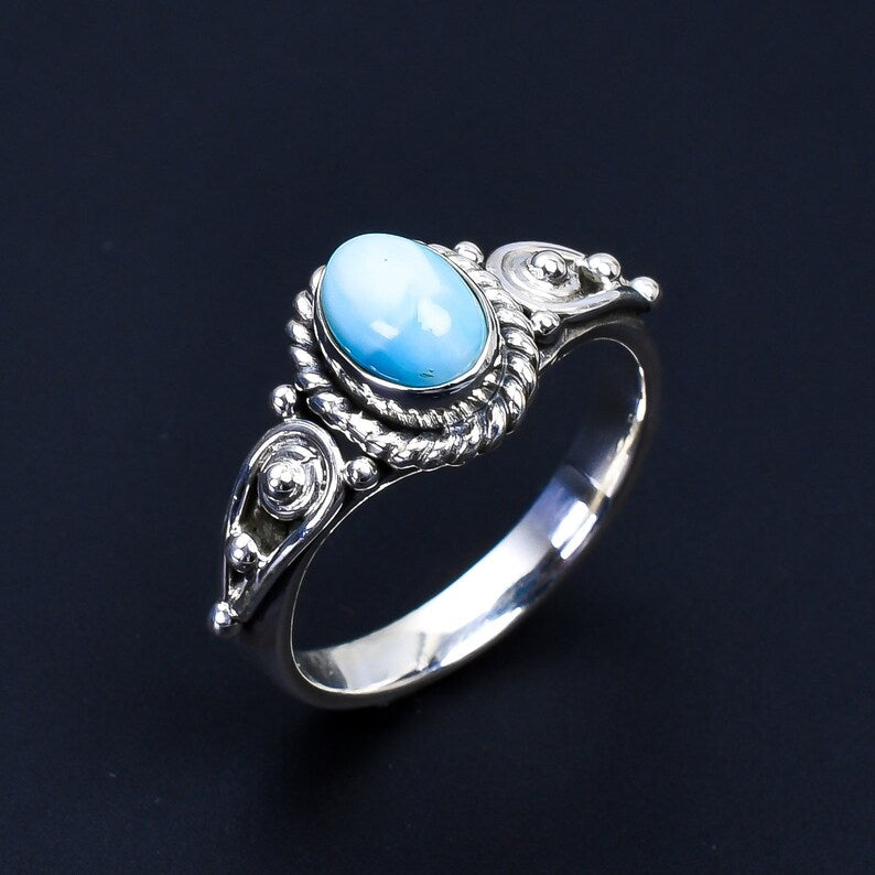 Larimar Gemstone Handcrafted Birthstone Promise Ring