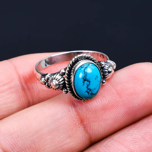 Oval Turquoise Birthstone Handmade Ring