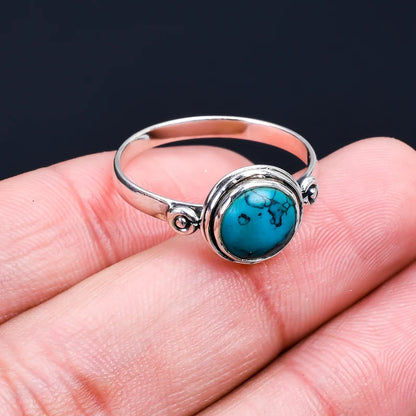 Round Turquoise Handmade Birthstone Ring